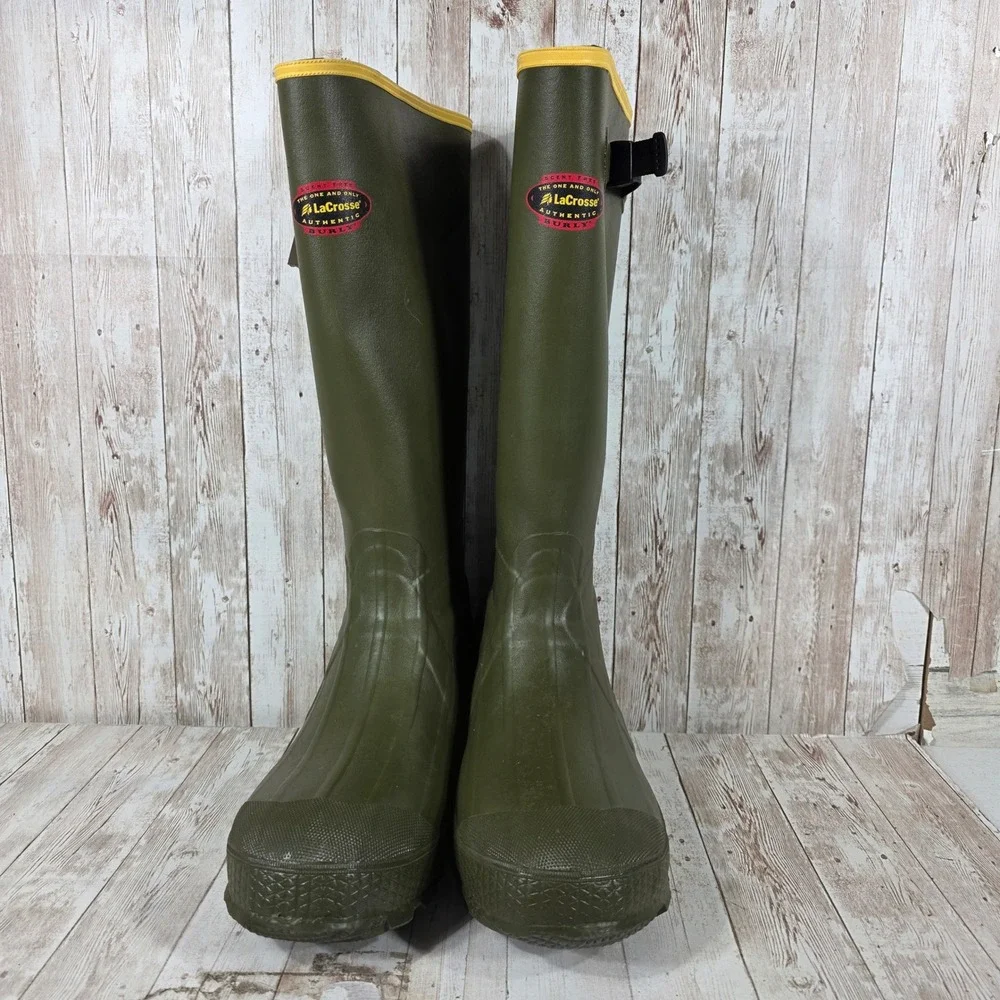 LaCrosse Burly Classic 18 Inch Rubber Hunting Boots OD Green Mens 10 266040